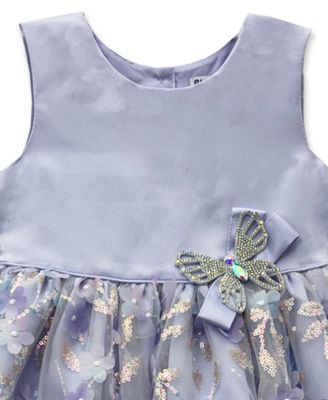 Girls' 2T-6X Mesh Flower Applique Sleeveless Dress