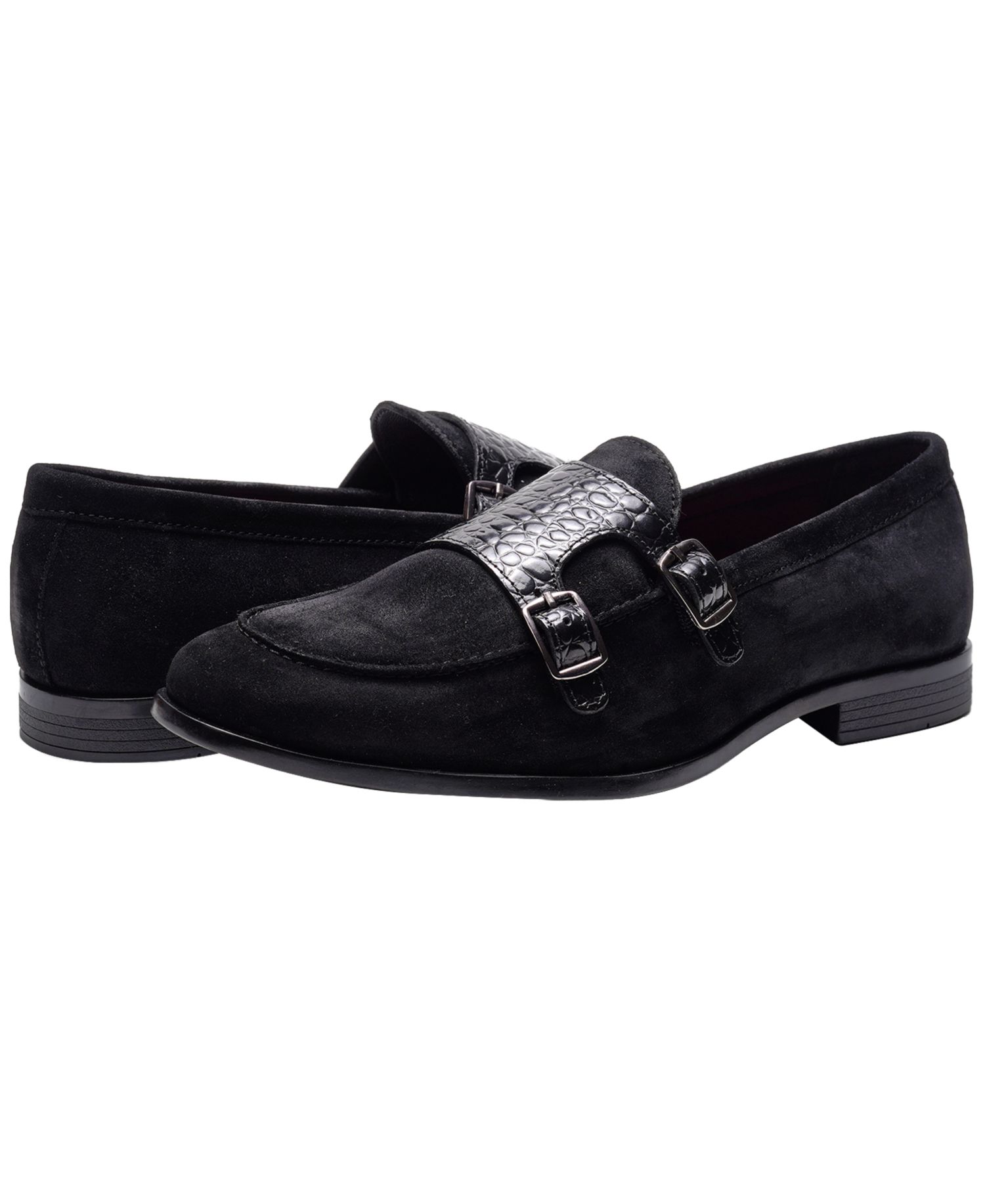 Men's Virtuoso Twin Buckle Strap Round-Toe Loafers