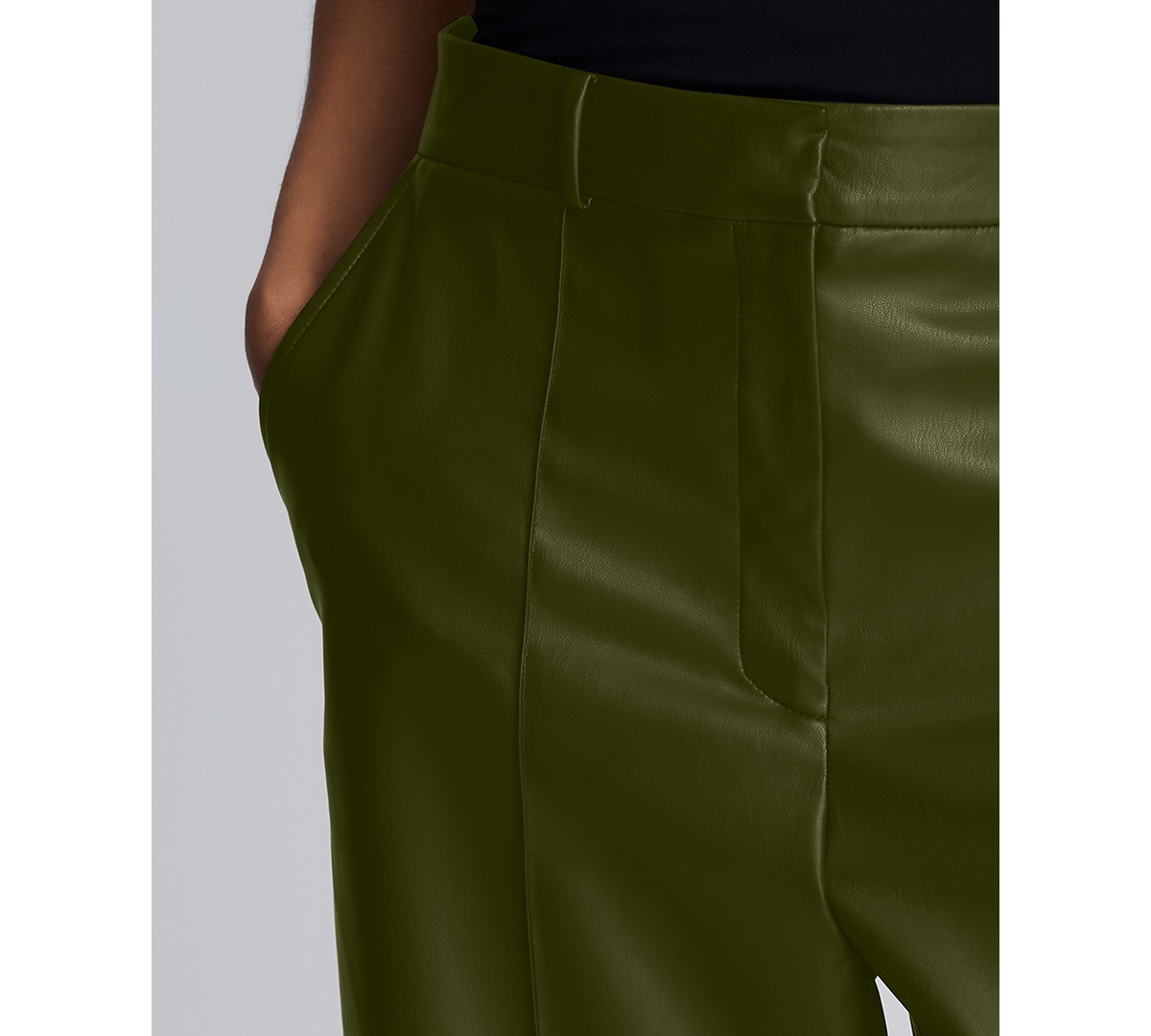Kenneth Cole Women's Faux Leather High Rise Pintuck Culotte In Green