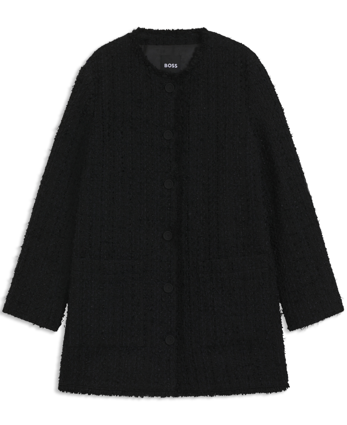 Hugo Boss Boss By  Women's Velvet Tweed Oversized-fit Blazer In Black