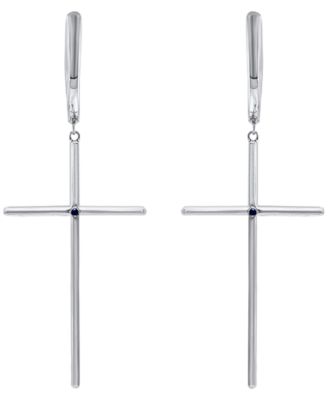 White Diamond (3/8 ct. t.w.) and Sapphire (0.01 ct. t.w.) Earrings in 10k White Gold