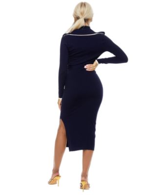 Women's Tatiana Fully Knit Collar Surplice Midi Dress