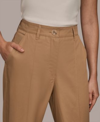 Women's High-Rise Cotton Twill Pintuck Trousers