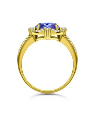 Tanzanite Cubic Zirconia Fancy Halo Ring
