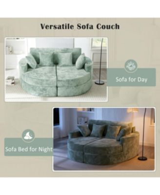 Streamdale Full-Compressed Chaise Sofa 80" Curved Boneless Couch with Cup Holders, Black