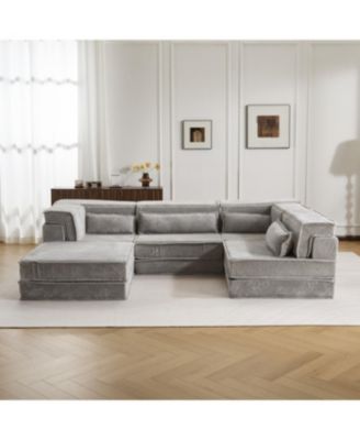 86" Modern Chenille 3-Seater Sofa with Rolled Arms & Wood Legs