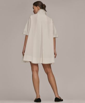 Women's Elbow-Sleeve Hidden Placket Dress