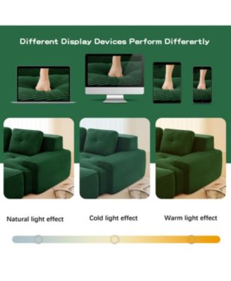  Modern U-Shaped Corduroy Sectional Sofa, 4-Seater Couch with Ottomans, Green