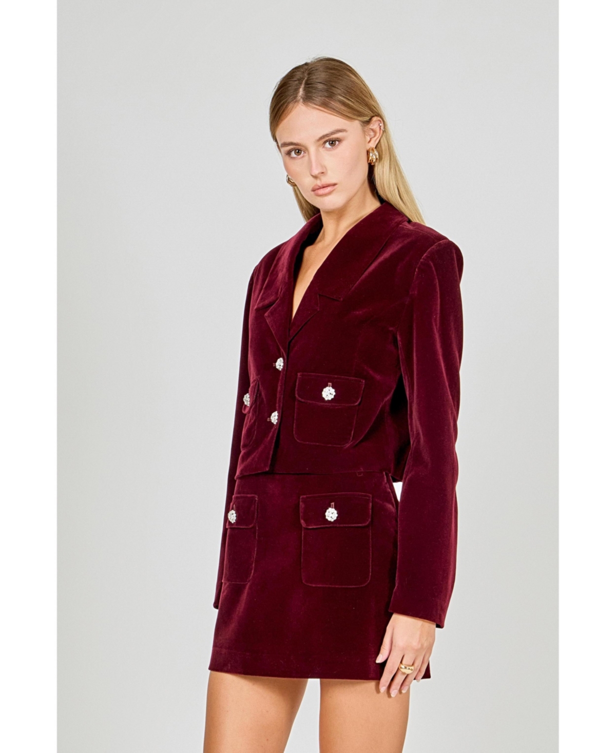 endless rose Women's Cropped Collared Blazer