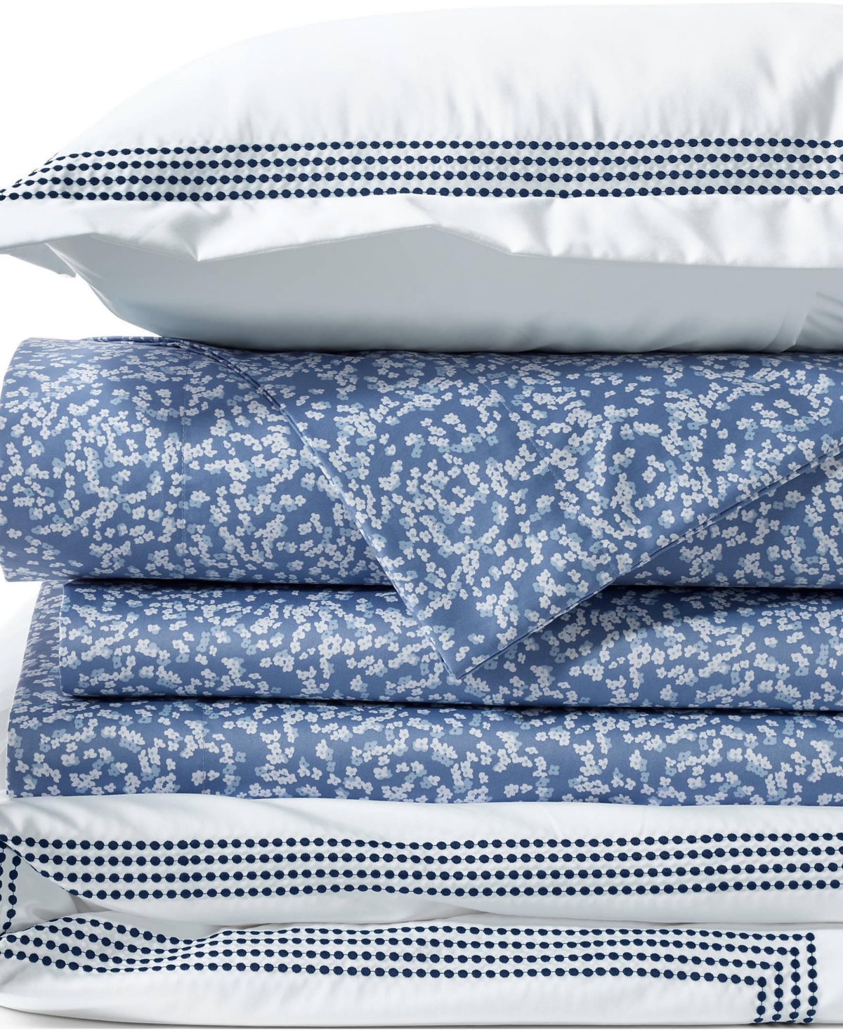 Lands' End 400 Thread Count Premium Supima Cotton No Iron Sateen Embroidered Duvet Bed Cover