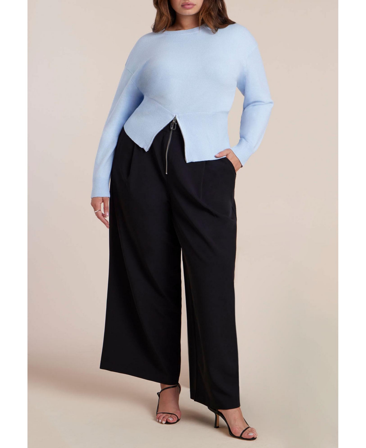 Eloquii Women's Zipper Hem Sweater