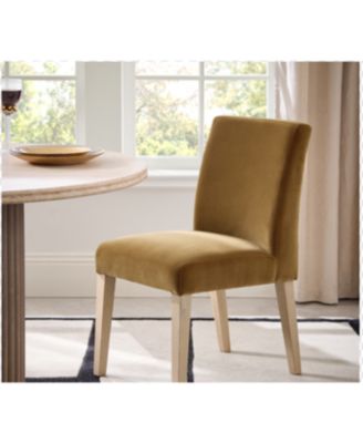 Stria Dining Chair Set of 2 – Upholstered in Soft Chenille with Solid Oak Legs