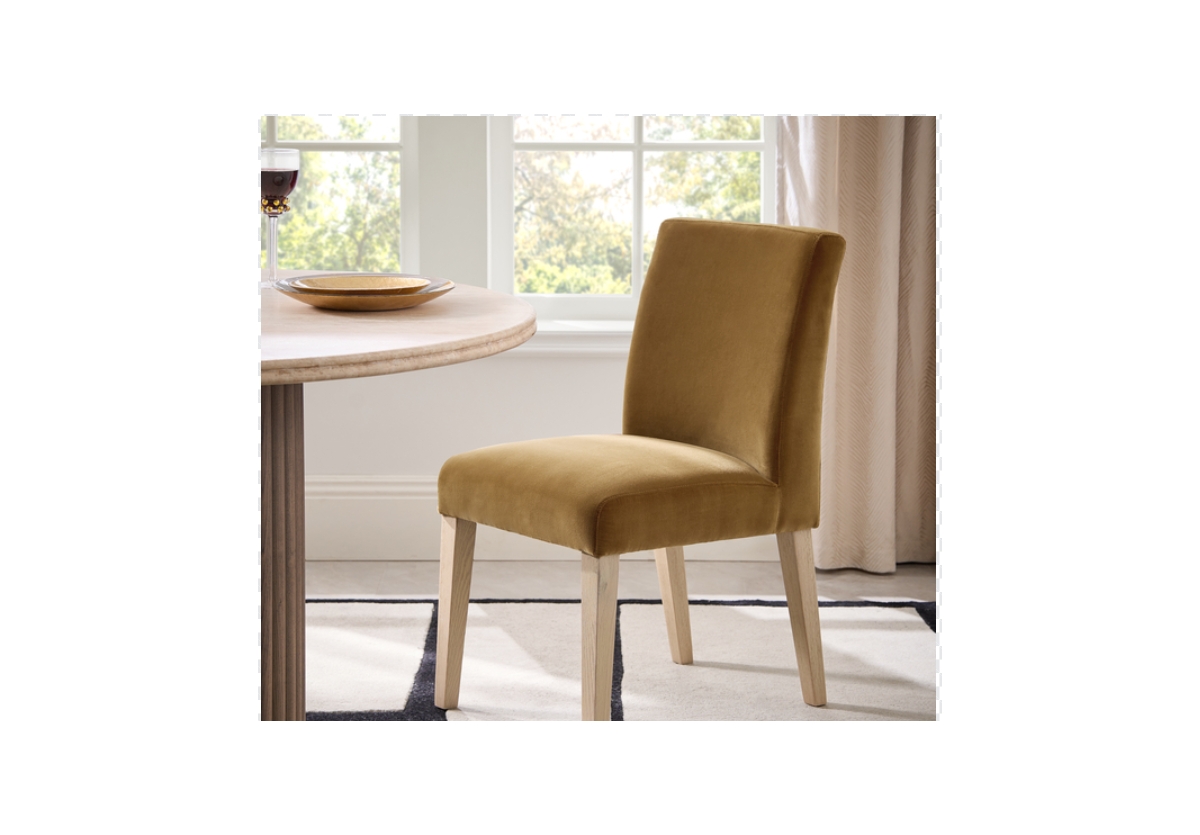 Stria Dining Chair Set of 2 – Upholstered Soft Chenille with Solid Oak Legs