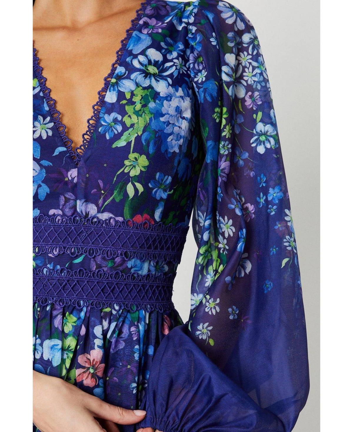 Coast Women's Organza Floral Lace Trim Midaxi Dress