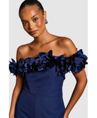 Women's 3D Flower Bardot Jumpsuit