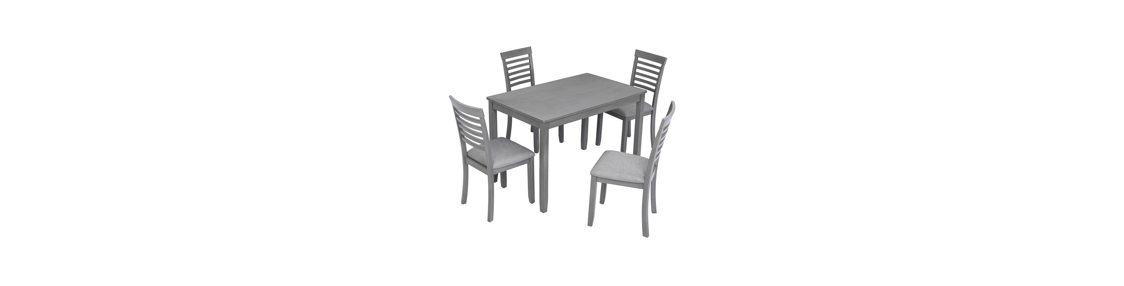 sumyeg 5-Piece Modern Dining Set with Rectangular Wood Table and 4 Upholstered Chairs