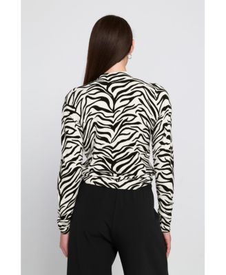 Women's Zebra Printed Feather Weight Top Animal Print Sweater