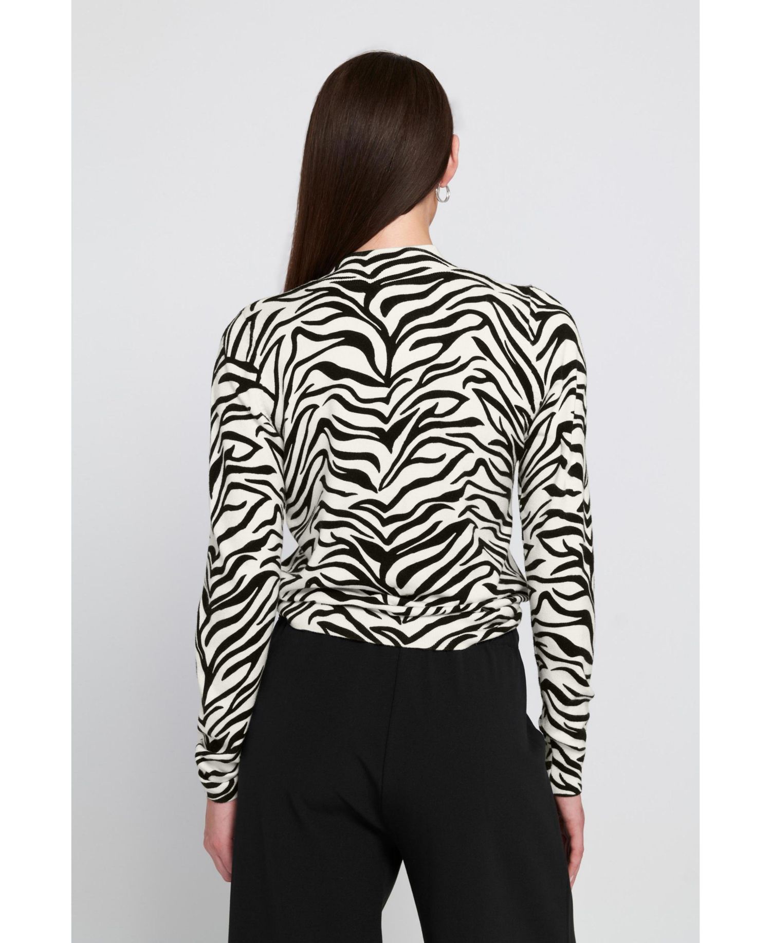 Women's Zebra Printed Feather Weight Top Animal Print Sweater