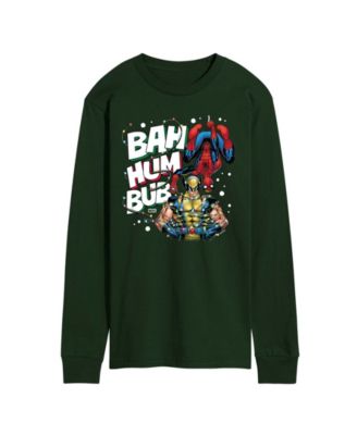 AIRWAVES - Men's Marvel Bah Hum Bub Wolverine and Spider-Man Graphic Long-Sleeve T-Shirt