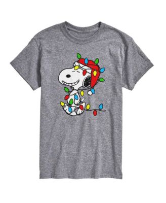 AIRWAVES - Men's Peanuts Snoopy Christmas Lights Graphic Short-Sleeve T-Shirt