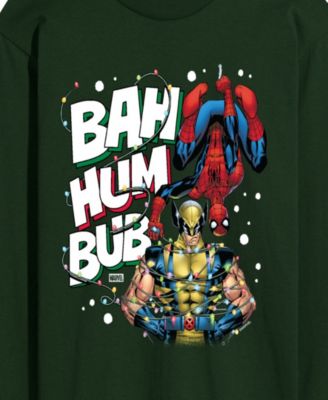 Men's Marvel Bah Hum Bub Wolverine and Spider-Man Graphic Long-Sleeve T-Shirt