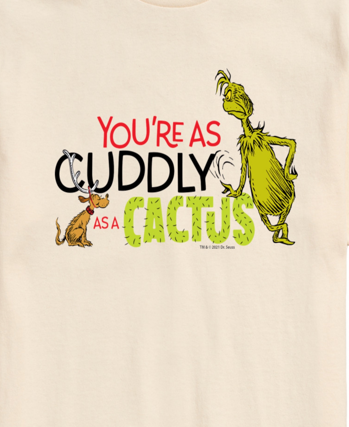 Airwaves Men's The Grinch Cuddly As A Cactus Graphic Short-Sleeve T-Shirt