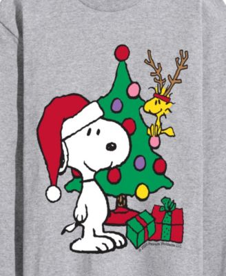 Men's Peanuts Woodstock and Snoopy Christmas Graphic Long-Sleeve T-Shirt