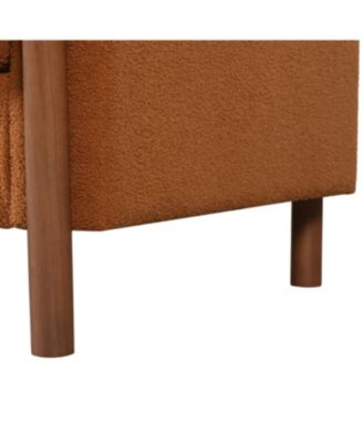 Streamdale 83.86" 3-Seater Sofa, Curved Armrest, Teddy Velvet, Solid Wood Legs & Frame, Green