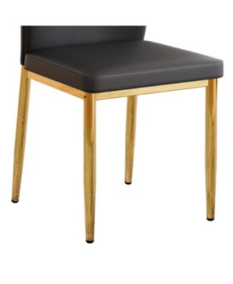 Streamdale Set of 4 Black Dining Chairs, 37" High, Ergonomic PU Backrest