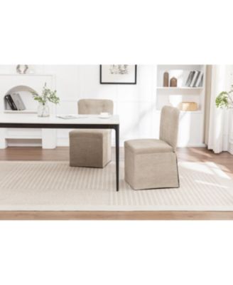 Streamdale Linen Dining Chairs, Modern Fabric Side Chairs, Padded Seat, Set of 2 (Brown