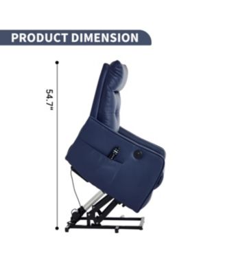 Streamdale Deep Blue PU Power Lift Recliner Chair with Massage, Heat & USB