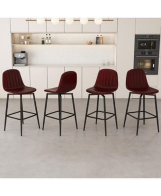 Streamdale Modern Swivel Bar Stools with Back Support, Dark Brown (Set of 2