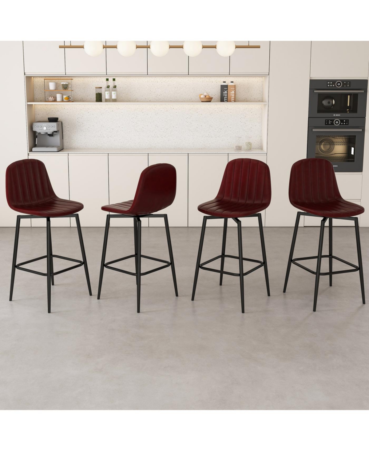 Streamdale Furniture Streamdale Modern Swivel Bar Stools with Back Support, Dark Brown (Set of 2
