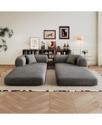 Streamdale Corduroy Compression Sofa Bed with Pillow Back Support, Grey