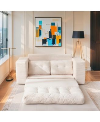 Streamdale Loveseat Sofa Bed with Memory Foam & Steel Frame - No Assembly, Convertible (Beige