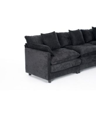 Streamdale Modern L-Shaped Cloud Couch with Ottoman - 4-Seat Chenille Sofa