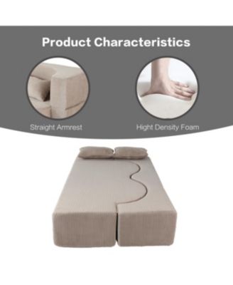 Streamdale 2-in-1 Foldable Sofa Bed, 75 Inch Convertible Sleeper Couch w/ Memory Foam Mattress & Pillows