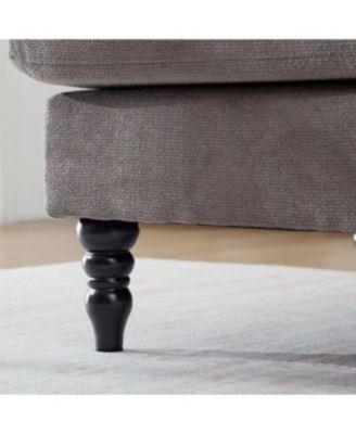 Streamdale Modern Minimalist Chenille Chaise Lounge Recliner Sofa with Wooden Legs & Side Pockets