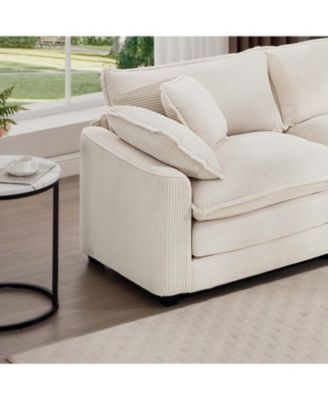 Streamdale Light Beige Corduroy Accent Chair with Pillow for Living Room/Bedroom