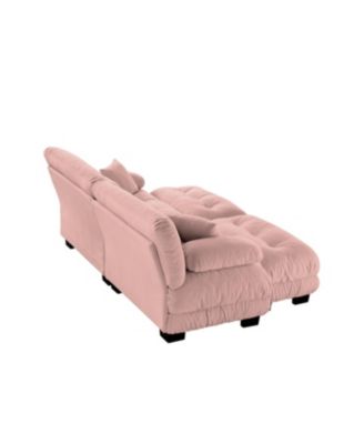 Streamdale Cloud Couch Sleeper Sofa, Chenille 2 Seater Sofa with 2 Ottomans, Pink