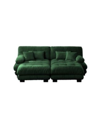 Streamdale Cloud Couch Sleeper Sofa, Chenille 2 Seater with 2 Lumbar & 2 Throw Pillows, Green