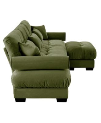  Super Comfort Oversized Modular Velvet Sectional Sofa Couch with Ottoman