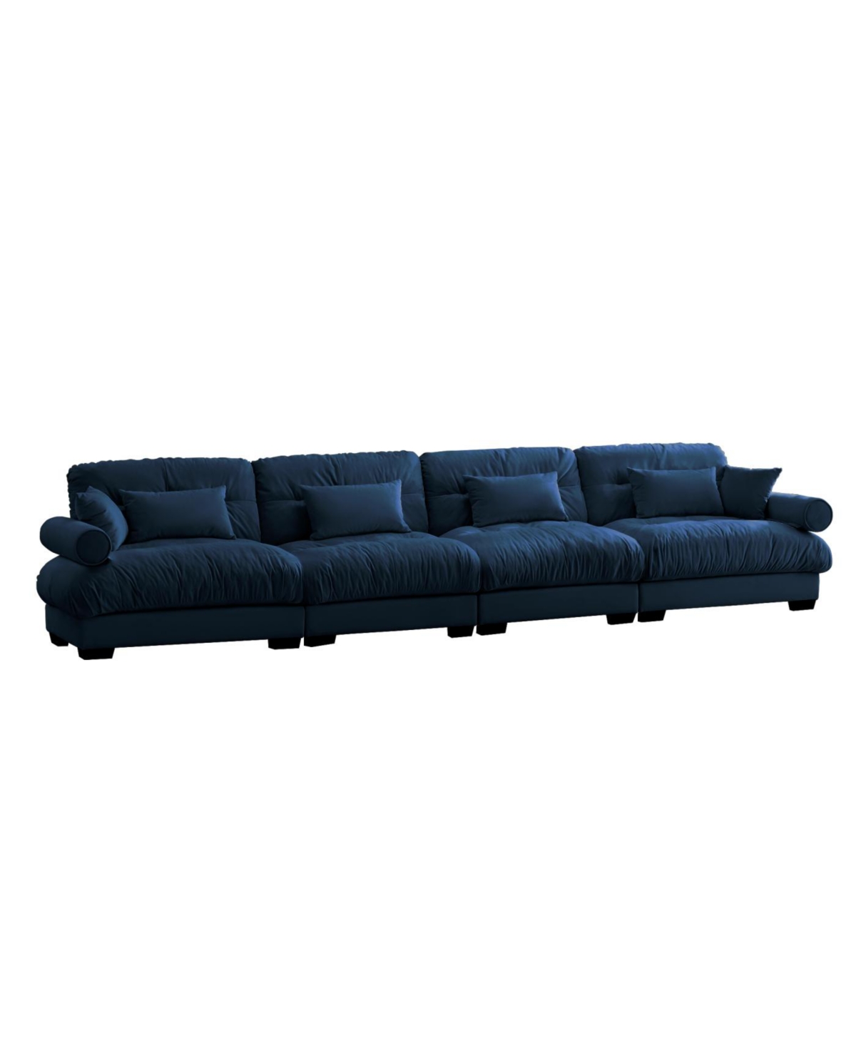 Streamdale Super Comfort Oversized Modular Velvet Sectional Sofa Couch with Ottoman, Blue