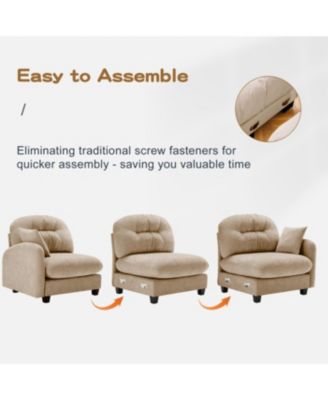 Streamdale Cloud Sectional L-Shaped Couch w/ Ottoman, Soft Chenille, Tufted, Camel