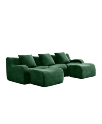 Streamdale U-shaped Soft Teddy Fabric Boneless Sofa,Green