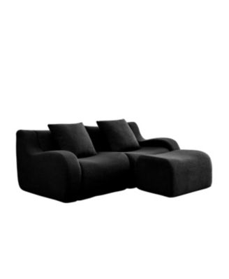  L-Shaped Teddy Fabric 2-Seat Boneless Sofa,