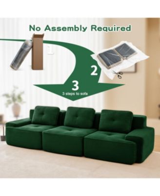 Streamdale Modern Modular Sectional Sofa, Corduroy Fabric, Oversized 3-Seater Couch, Green