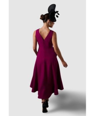 Women's Crepe Ruffle Low Back Dress