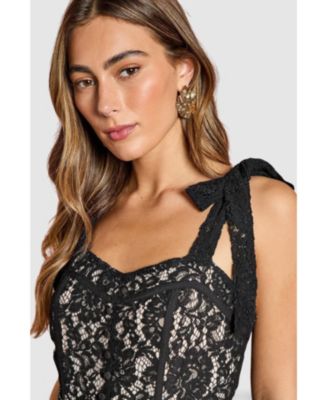 Women's Lace Bow Shoulder Maxi Dress