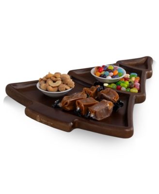 Christmas Tree Serving Tray with Gourmet Gift Pack, 3 Piece